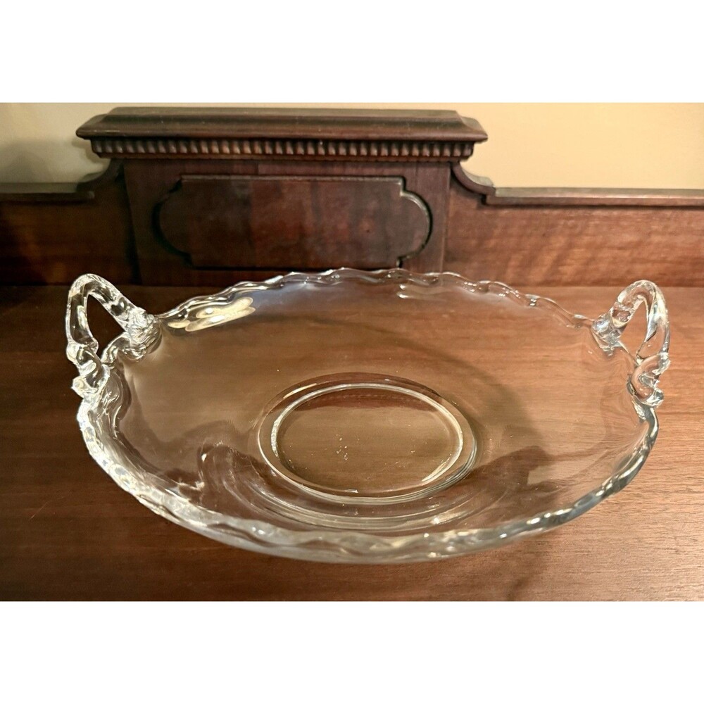 Fostoria Century Handled Bowl 8.25" Clear Vintage Ruffled Serving Dish